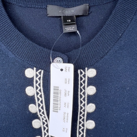 J CREW Navy Blue Jackie Embroidered Eyelet Cardigan Sweater - J1260 - Picture 6 of 13